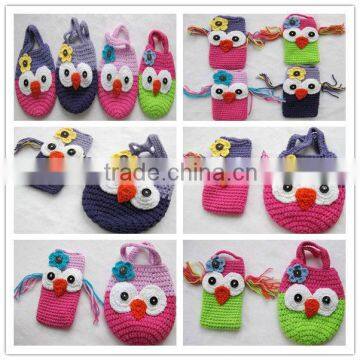 efan new styles handmade crochet animal owl baby bag cell mobilephone case