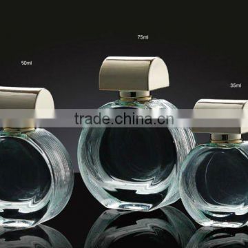 crystal clear empty custom made perfume glass bottle with gold cap, wholesale perfume glass bottle                        
                                                                Most Popular