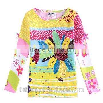 (F3340) cheap floral nova long sleeve lovely long sleeve baby girls t-shirt 2015 hot selling girls clothes