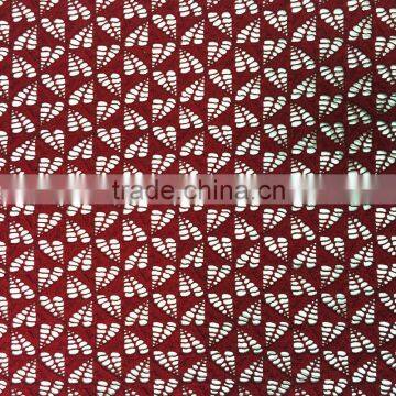 elegant red geometric nylon stretch lace fabric factory sale