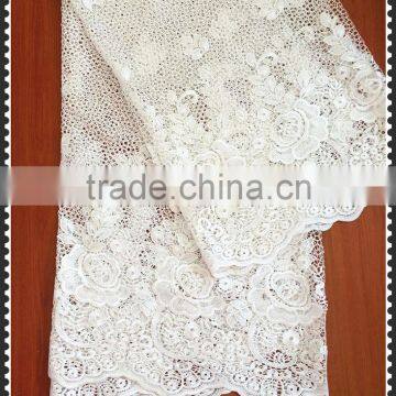 Chemical white color thick allover cord lace fabric                        
                                                Quality Choice