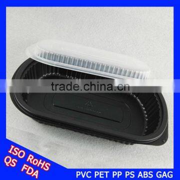 hot sale black with white plastic fast food boxes