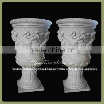 Garden White Marble Decorative Flowerpots