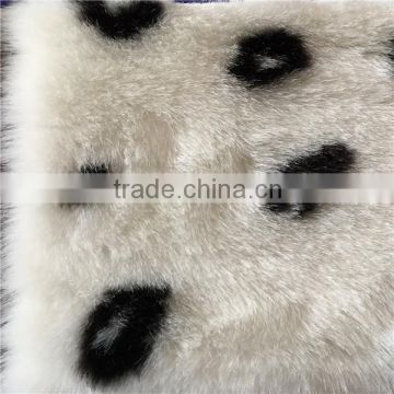 high quality white and black polyester/ acrylic blend faux fur fabric