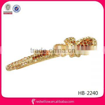 America popular golden metal diamante bow hair clips wholesales