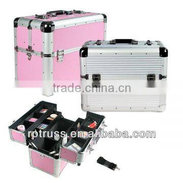 Aluminum trolley station cosmetic case,lamp beauty makeup trolley case,trolley lamp beauty case