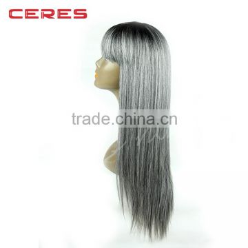 Top quality virgin remy brazilian human hair wigs grey human hair wigs for women