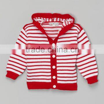 2016 Fashionable Red White Reindeer Infant Hooded Cardigan Stipe Toddler Outfits Casual Children Outwear G-NPOC90628-5