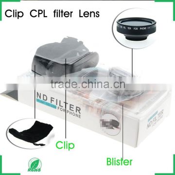 Detachable CPL Filter, Circular Filter Easy Clip-On phone lens for iphone all types of mobile phones