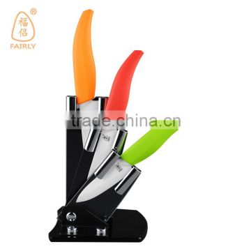 High quality 3" 4" 5" inch brand Kitchen Fruit Ceramic Knife Set + Acrylic Holder block