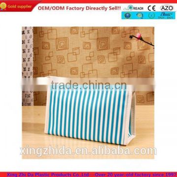 Travel portable striped handbag style cosmetic bag