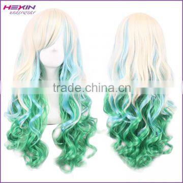 Cheap Hot Selling Brown With Pink Long Kinky Curly Wig photo-4