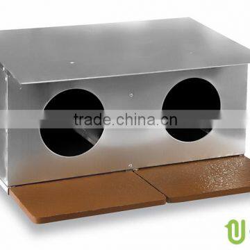 Galvanised nest box for pigeons 2 compartments
