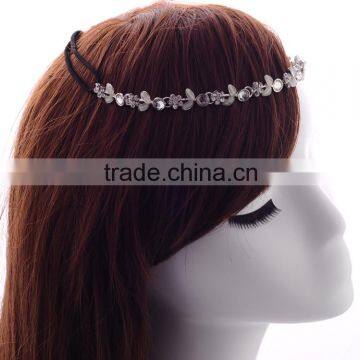 Fairy Girls Flower Silver Crystal Metal Hair Chains Elastic Band Hair Accessories 2016 photo-2