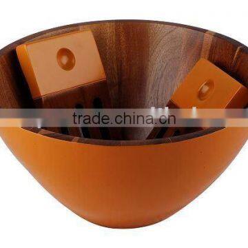 Wooden Salad Bowl Set with 2 pcs Server