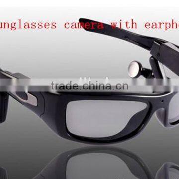 Polarized lens Sunglasses with earphone PC spy camera hidden video Recorder mini camcorder