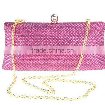 Pink crystal stone clutches bag with many color