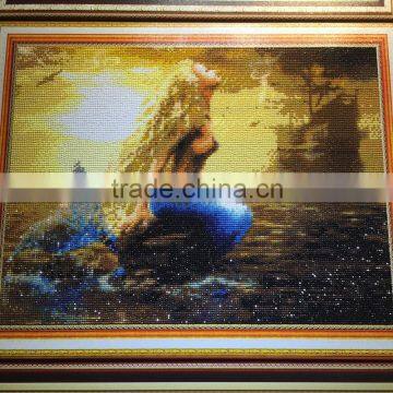 2.5mm opaque resin stone fixed sea-maid beauty picture painting with frame