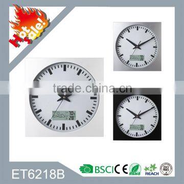 Old Style Fashion Wall Clock with Analog & LCD Dual Display ET6218B