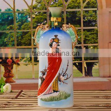 Jingdezhen China Four Beauties Ceramic Wine bottle for sales