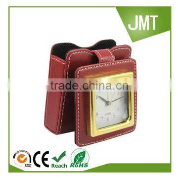 Eco-friendly Household PU Leather Folding Travel Alarm Clocks