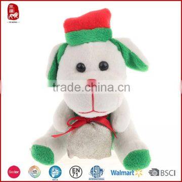 Yangzhou Factory Plush Lucky Dog with Hat Stuffed Toy Dog X'mas Gift