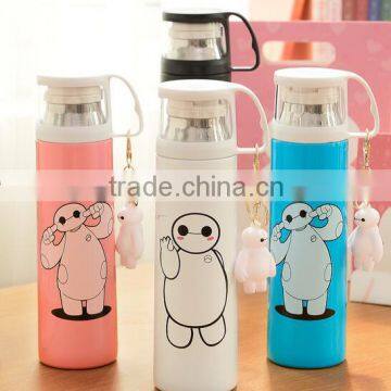 Top quality double wall Insulated 304 stainless steel bottle travel coffee mugs with handle keychain thermos flask vacuum cup