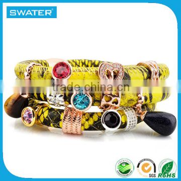 Fashion Jewelry 2016 Custom Charm Wrap Leather Bracelet Women Wholesale