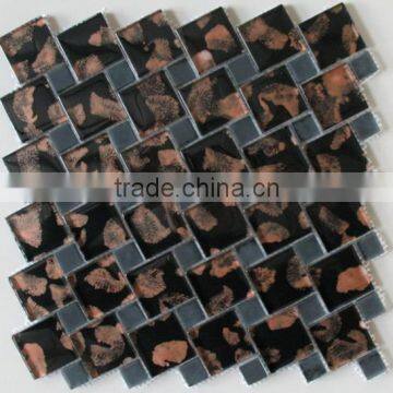 Black Glass brick mosaic tile of indoor (PMGA056)