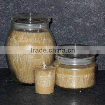Home scented soy wax candle in glass jar, art candle