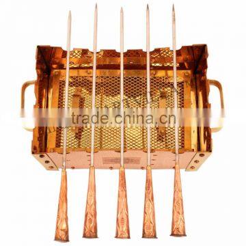 IndainArtVilla Handmade Copper Barbecue With Stickes for Use Paneer Tikka, Tandoori Chicken Restaurant Hotel Home Garden Ware