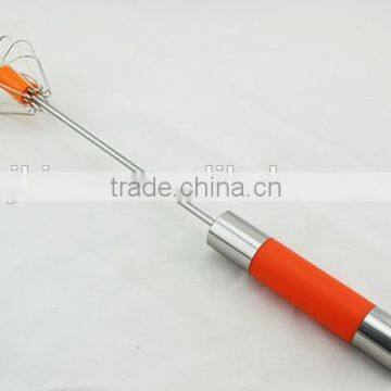 orange color handle stainless steel novelty egg whisk