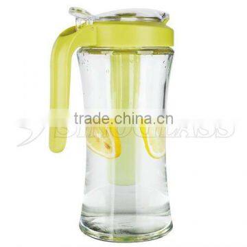 SINOGLASS 1 pc ergo shape glass pitcher with plastic cooling tube