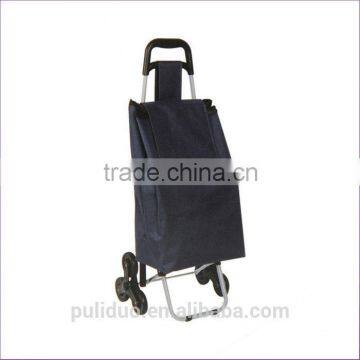 Solid-colored Square Pocket 6 Wheeled Climb Stairs Folding Shopping Cart photo-3