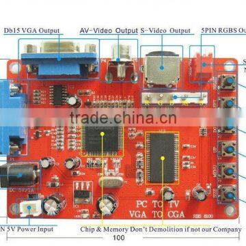 Factory Supply!Portable GGBS-8100 VGA to CGA / CVBS / S-VIDEO High Definition Converter Board