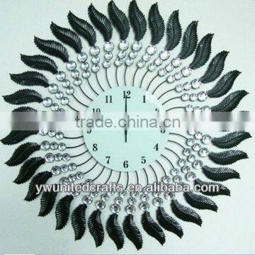 New design Mordern Home Decorative Acrylic diomond Round Metal Wall Clock wholesale