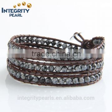 4mm small black stone beads wrap bracelet, latest design bangles and bracelet, multilayer bracelet