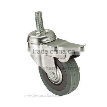 Light Duty Screw Stem Rubber Caster Wheel With Brake