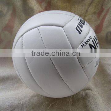 pure white machine stitch match quality PU volley ball print with client's logo