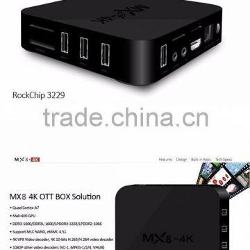 Popular TV Box Android MX8 4K Dual Core Set Top Box Mali 450 Mx8 Best Quad Core Mx8 Pro Android tv Box Ultra High Definition