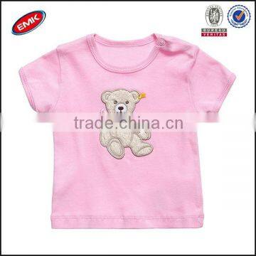 pure cotton low price wholesale baby clothes, summer wear pink girls t shirt