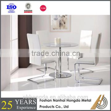 heavy-duty glass top round dinning table