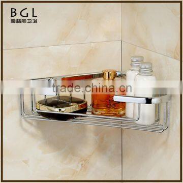 Classic-Style Simple Brass Chrome Finishing Wall Mounted Brassbathroom Accessories Double Corner Basket photo-3