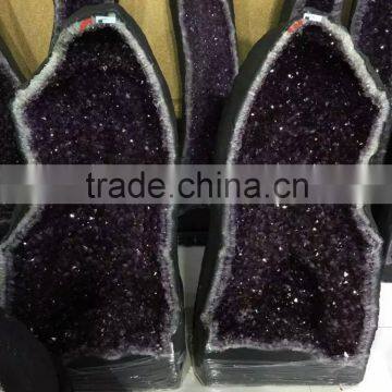 Rare natural Brazil amethyst twins crystal geode for decoration