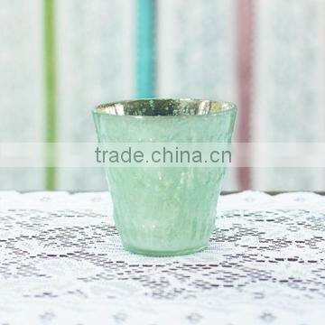 Mercury Glass Votive Candle Holder, 3.25 in. tall, Mint Green