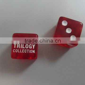 red dice with white dot,acrylic material,can custom your own logo