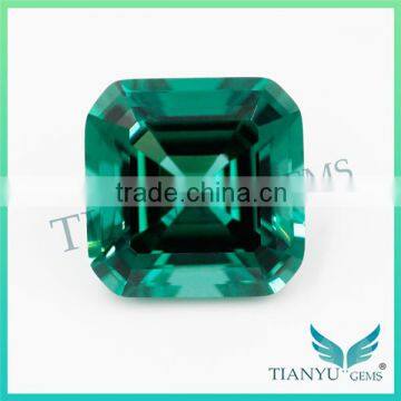 Gemstone Processing High Quality 11*11mm Russian Synthetic #22 Green Emerald Square Cut Nanosital