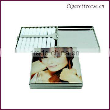 cigarette holder metal cigarette case with full printed beauty design to hold 9 cigarettes