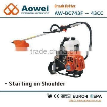 backpack brushcutters 43cc with oleo mac starter at CE Euro II standard