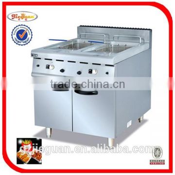 Stainless Steel Free Standing Gas Chicken fryers with Temperature Controller With Cabinet(2-tank)(GF-985-2)